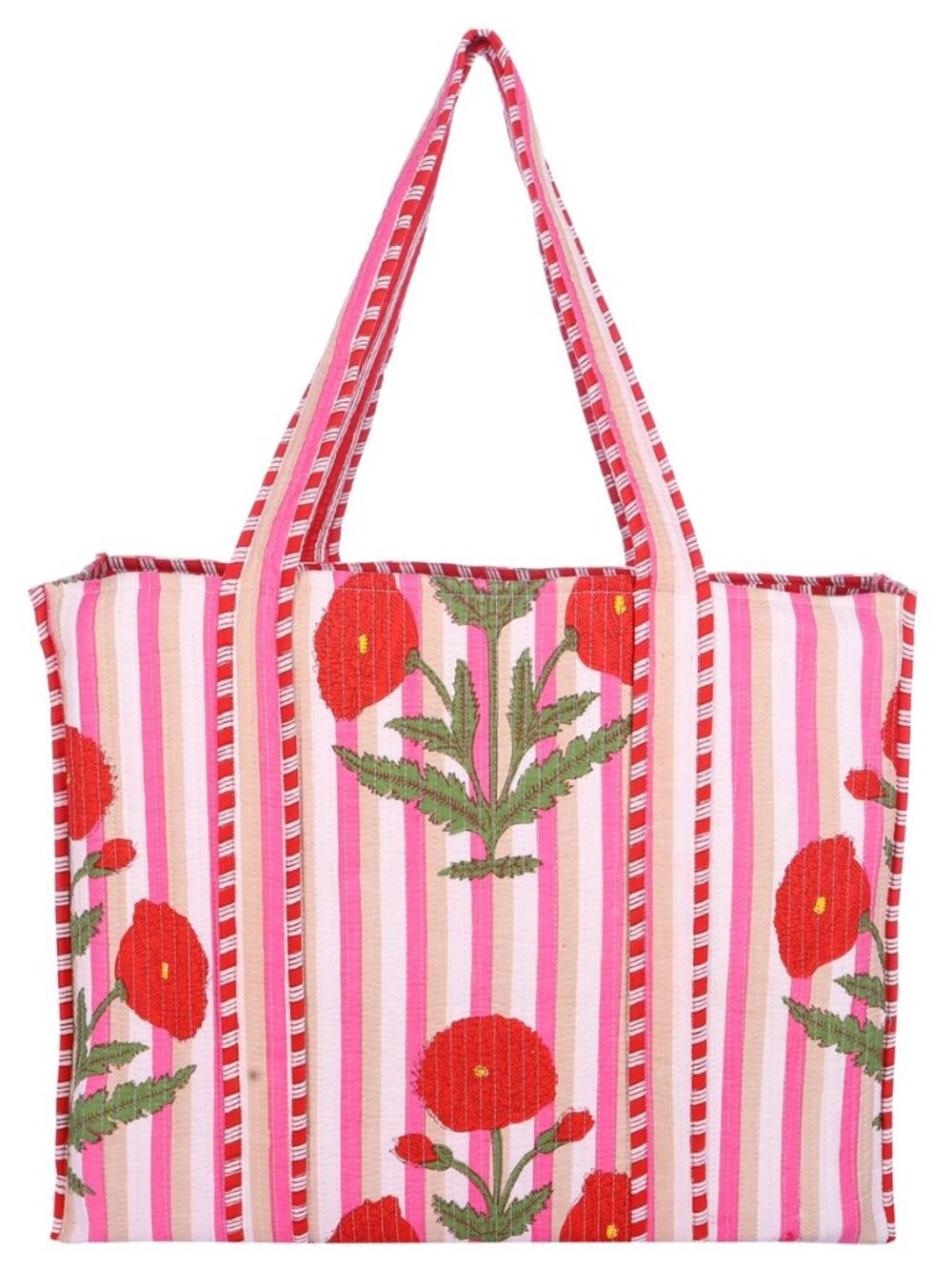 Women Handblock Lightweight Reversible Travel Bag Purse Cotton Shoulder Tote Bag